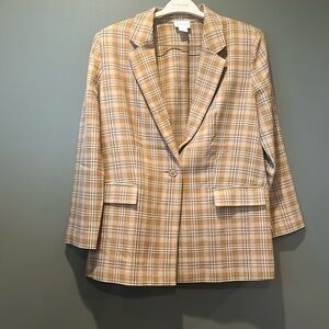 NWOT Brown Plaid Blazer, Shoulder pads - Size M